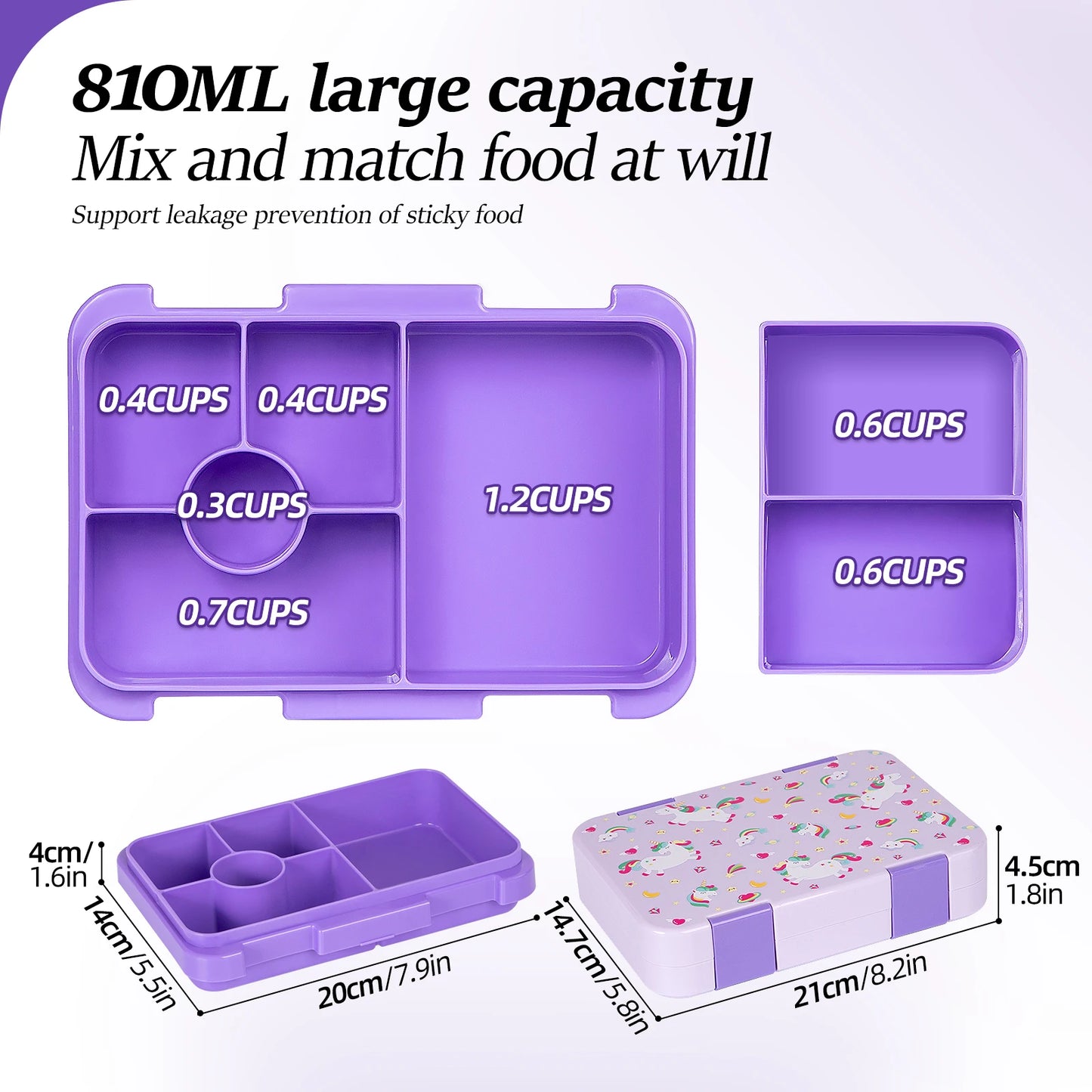 Kids Bento Lunch Box – Microwave Safe Leak-Proof Food Container for School, Travel & Snacks