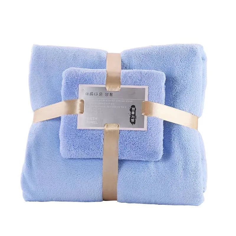 2-Piece Coral Velvet Bath Towel Set