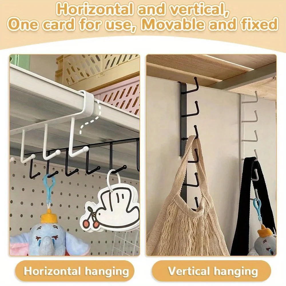 Stainless Steel Under Shelf Mug Holder with 6 Hooks