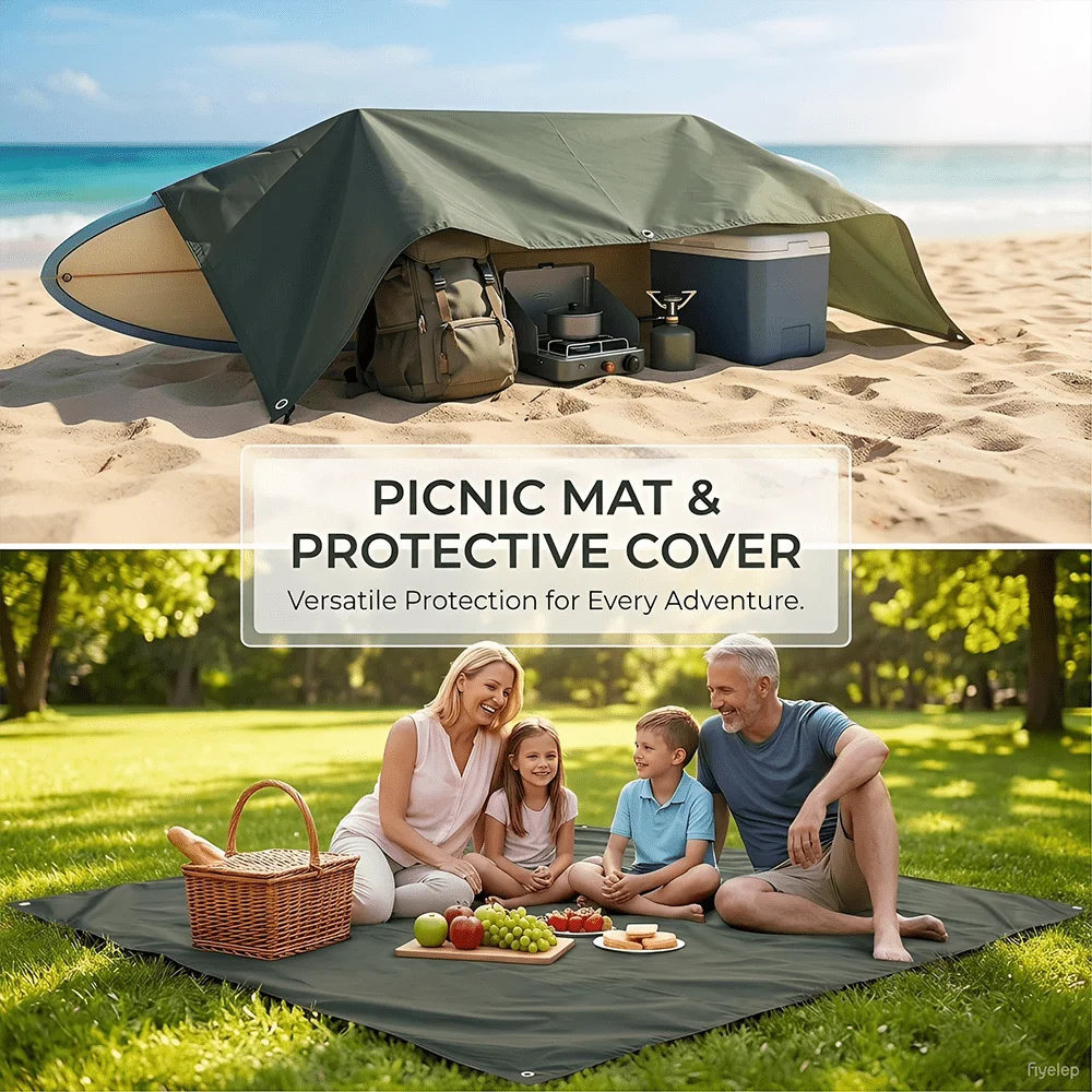 3-in-1 Multi-Use Sunshade Canopy & Picnic Mat