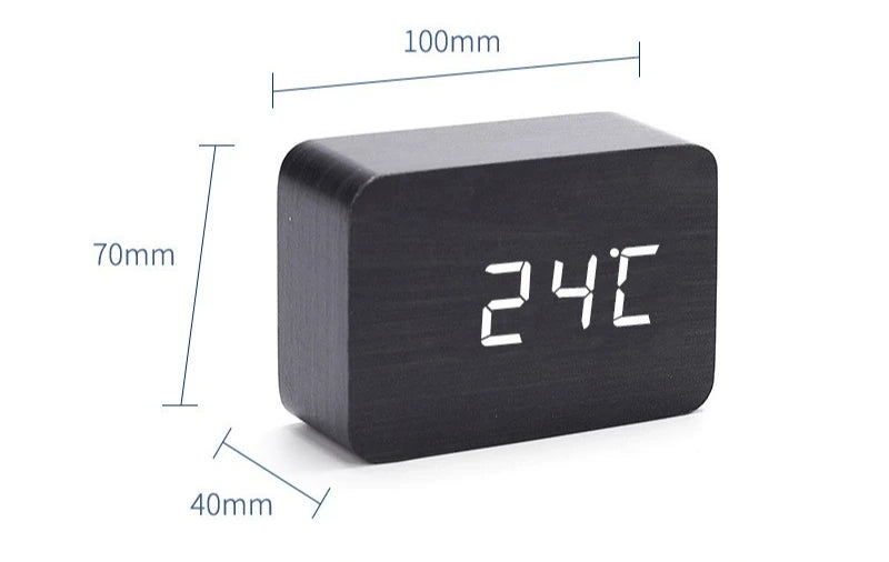 LED Wooden Digital Alarm Clock