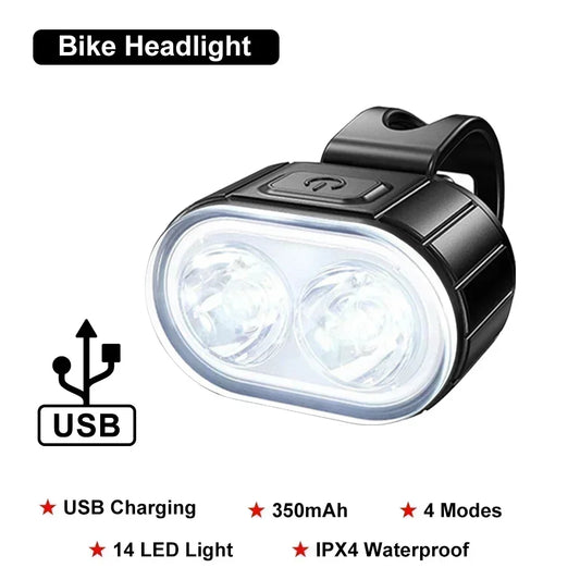 USB Rechargeable Waterproof Bike Light Set