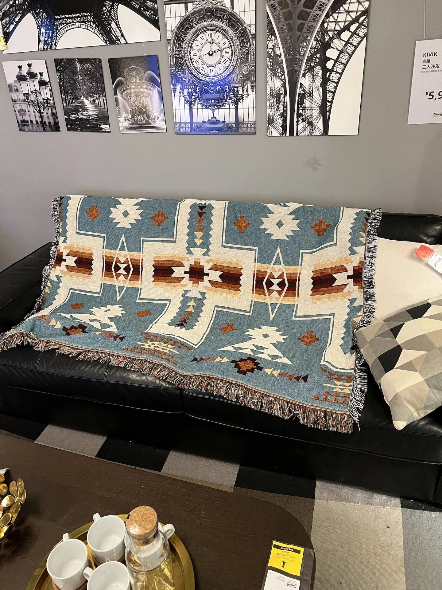 Knit Throw Blanket with Tassels