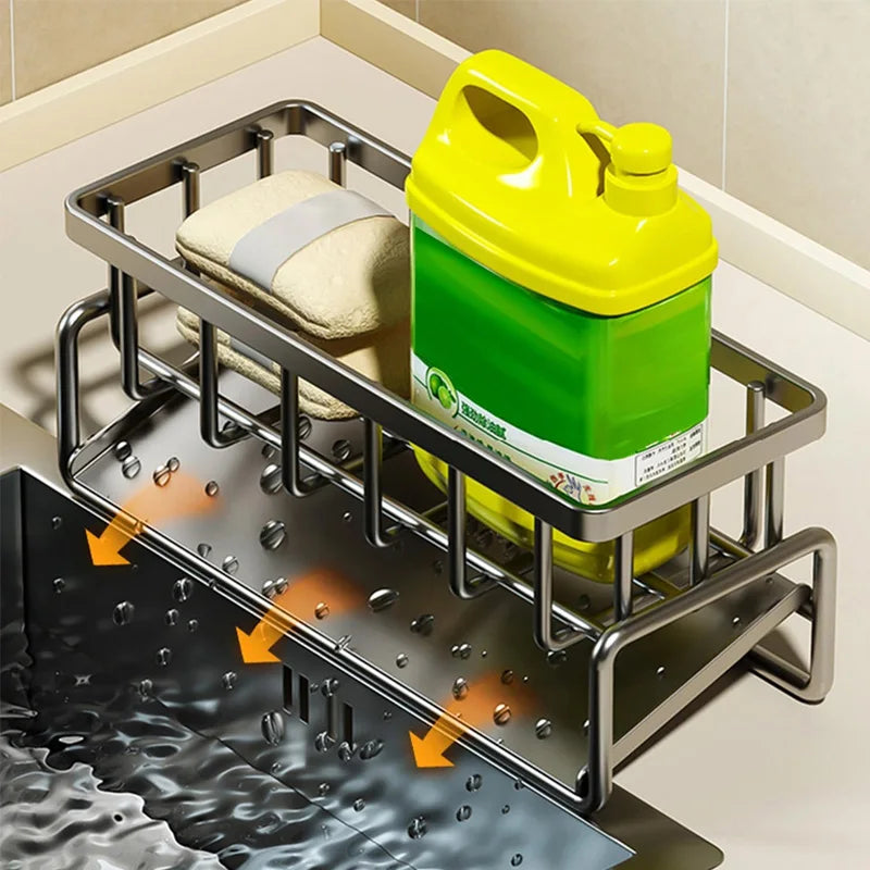 Carbon Steel Kitchen Sink Organizer with Drain Tray