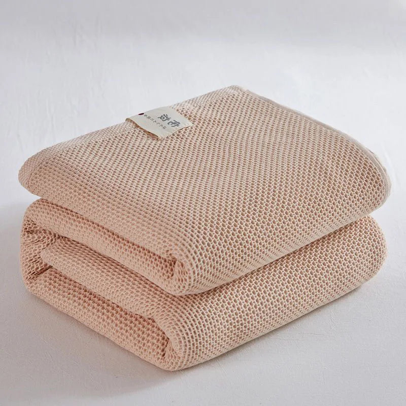 Waffle Plaid Cotton Blend Blanket