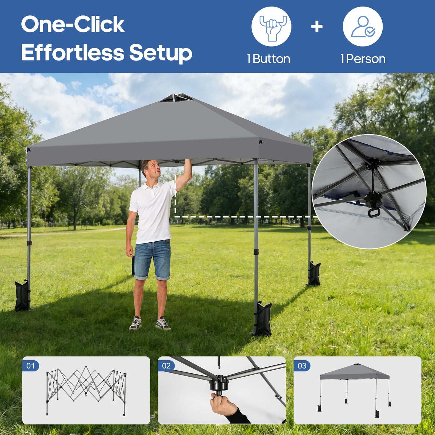 Pop-Up Canopy Tent with Rolling Carry Bag