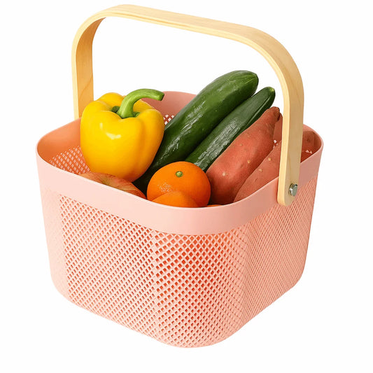 Large Capacity Plastic Storage Basket with Handle