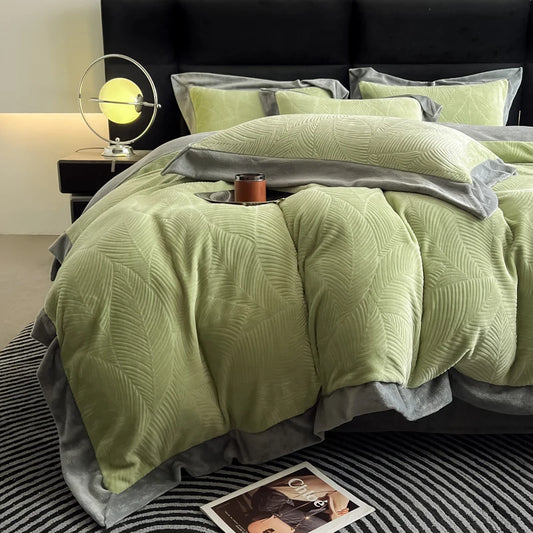 Luxury Carved Velvet Jacquard Duvet Cover Set