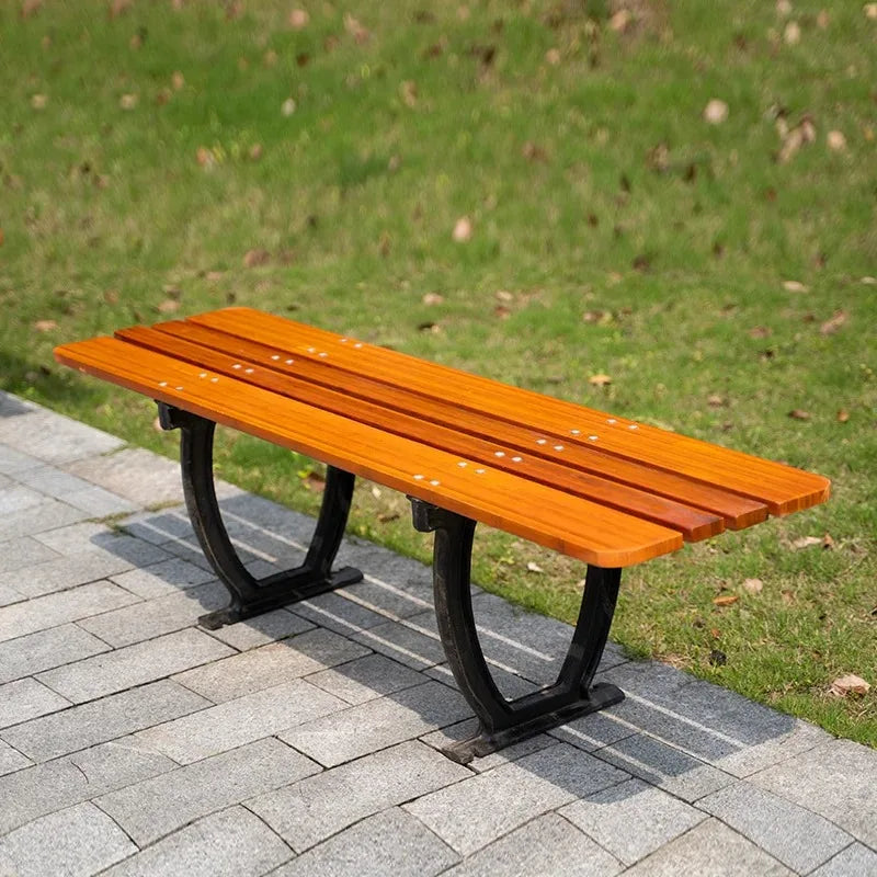 Solid Wood & Aluminum Outdoor Garden Bench