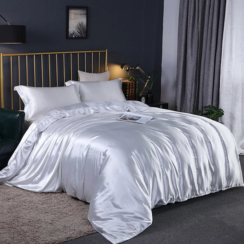 Soft Silky Duvet Cover Set with Zipper & Corner Ties