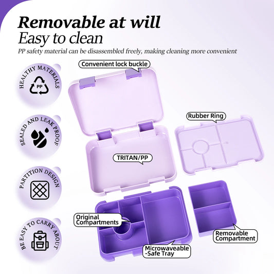 Kids Bento Lunch Box – Microwave Safe Leak-Proof Food Container for School, Travel & Snacks