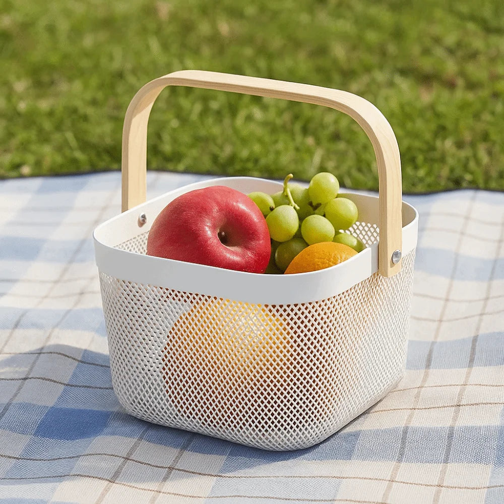 Large Capacity Plastic Storage Basket with Handle