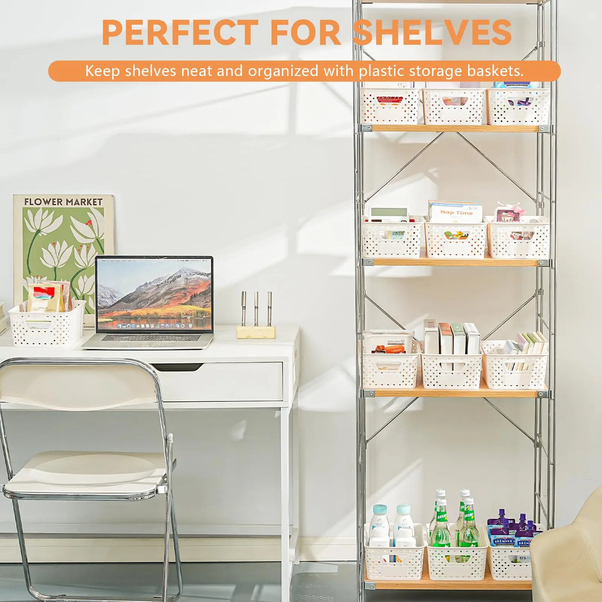 Plastic Storage Basket with Handles