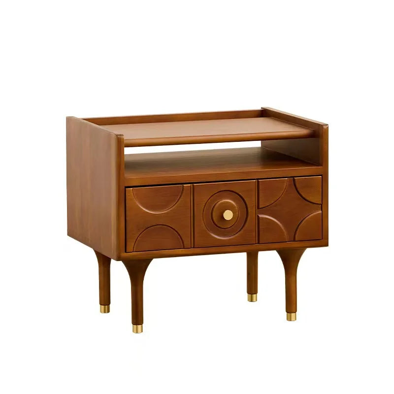 Solid Wood Bedside Table with Drawers