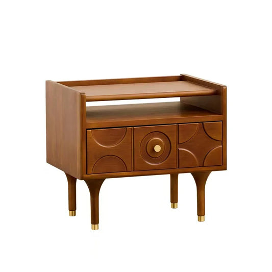 Solid Wood Bedside Table with Drawers