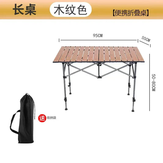 Adjustable Folding Camping Table with Storage Pocket