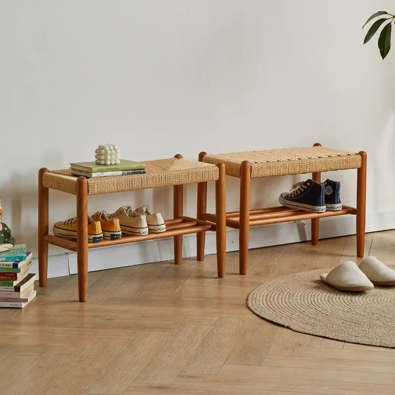 Solid Wood Shoe Bench