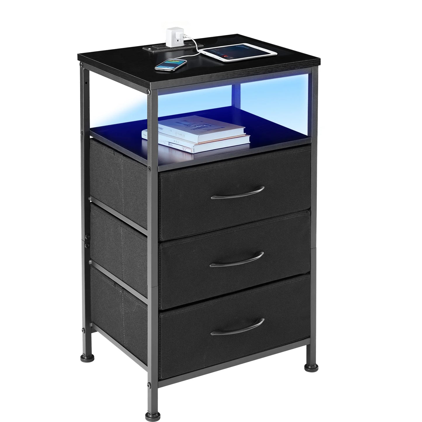 3-Drawer Nightstand with Charging Station