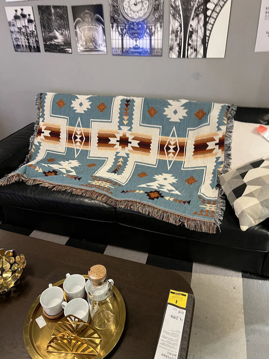 Knit Throw Blanket with Tassels