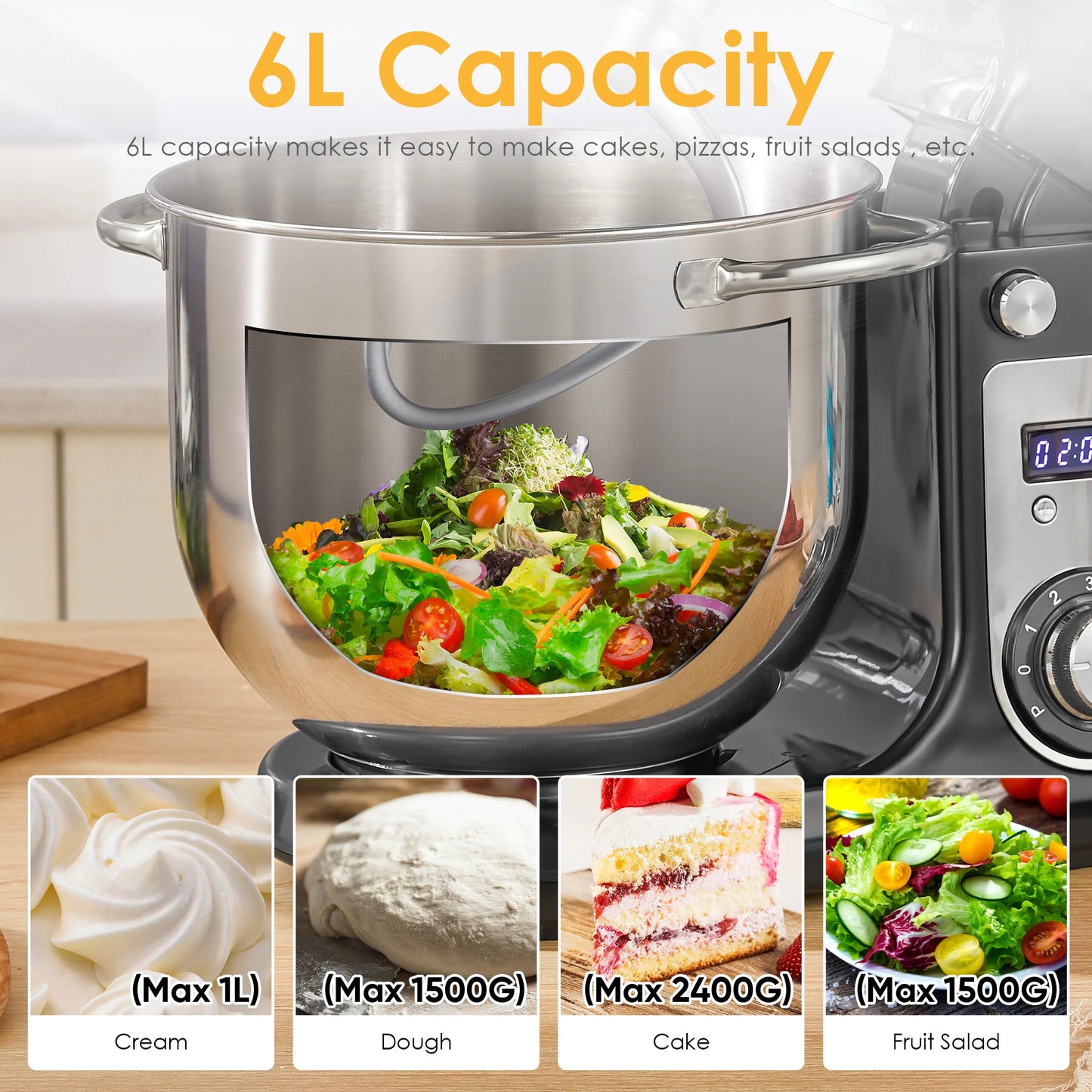 Stand Mixer 1200W with 6-Speed Control