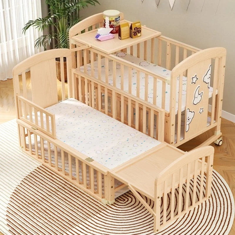 Solid Wood Baby Crib with Rocking Function