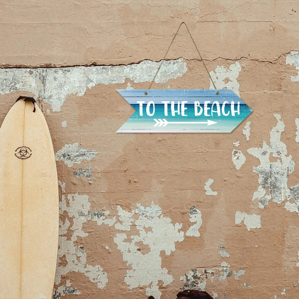 To The Beach Arrow Wooden Wall Sign Decor