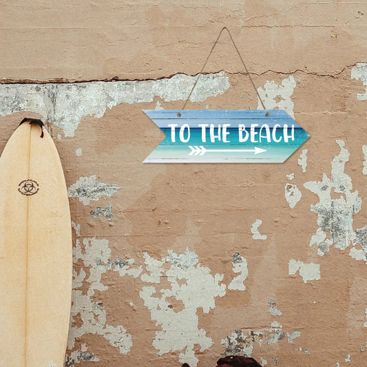 To The Beach Arrow Wooden Wall Sign Decor