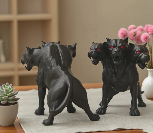 Gothic Three-Headed Dog Statue Halloween Decor