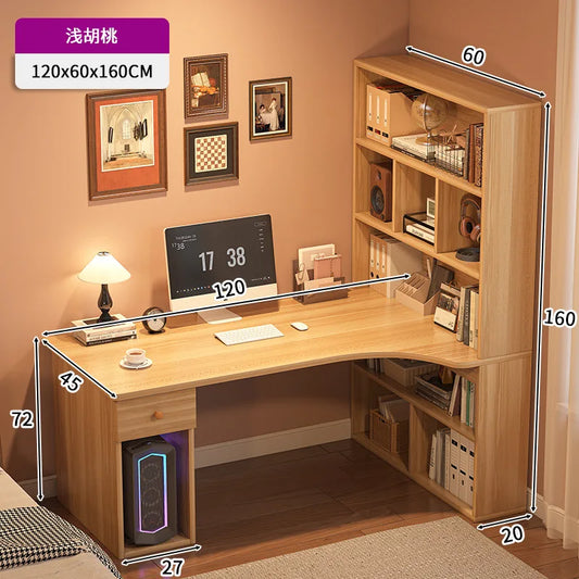 L-Shaped Computer Desk with Bookshelf & Storage