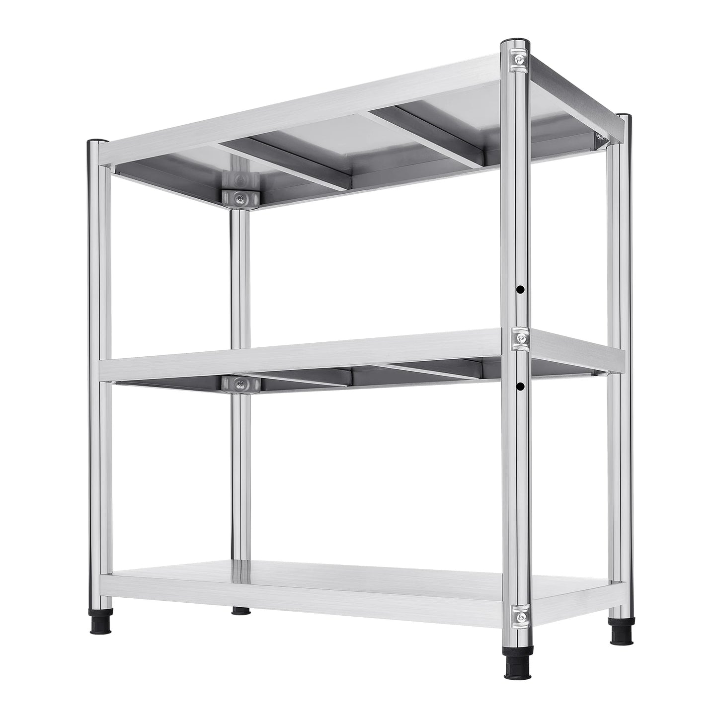 3-Tier Stainless Steel Kitchen Work Table with Adjustable Shelf