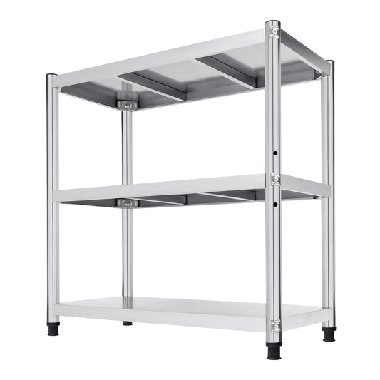 3-Tier Stainless Steel Kitchen Work Table with Adjustable Shelf