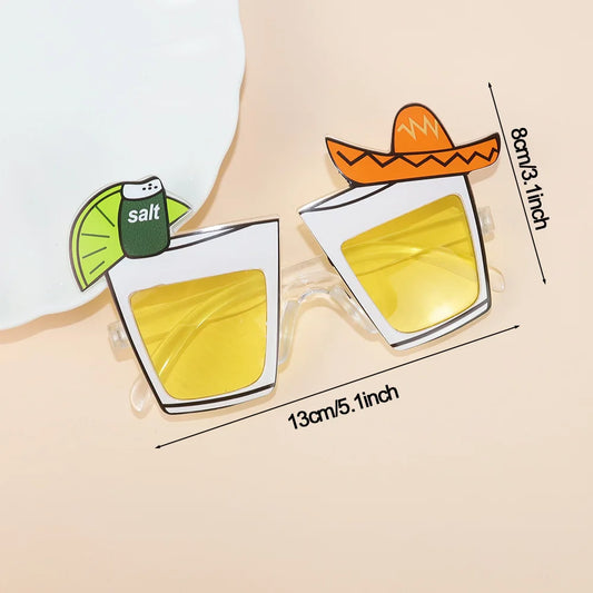 Tropical Luau Party Glasses Photo Props Set