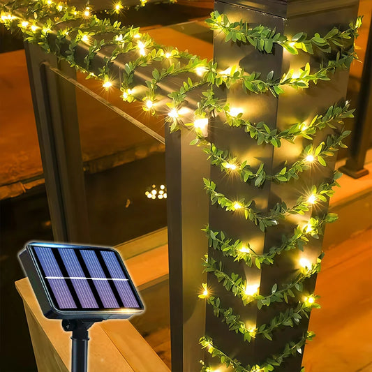 Solar-Powered Ivy Leaf Fairy Lights