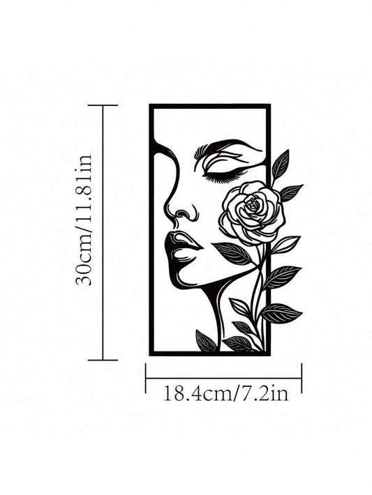 Modern Woman Flower Metal Wall Art Decor