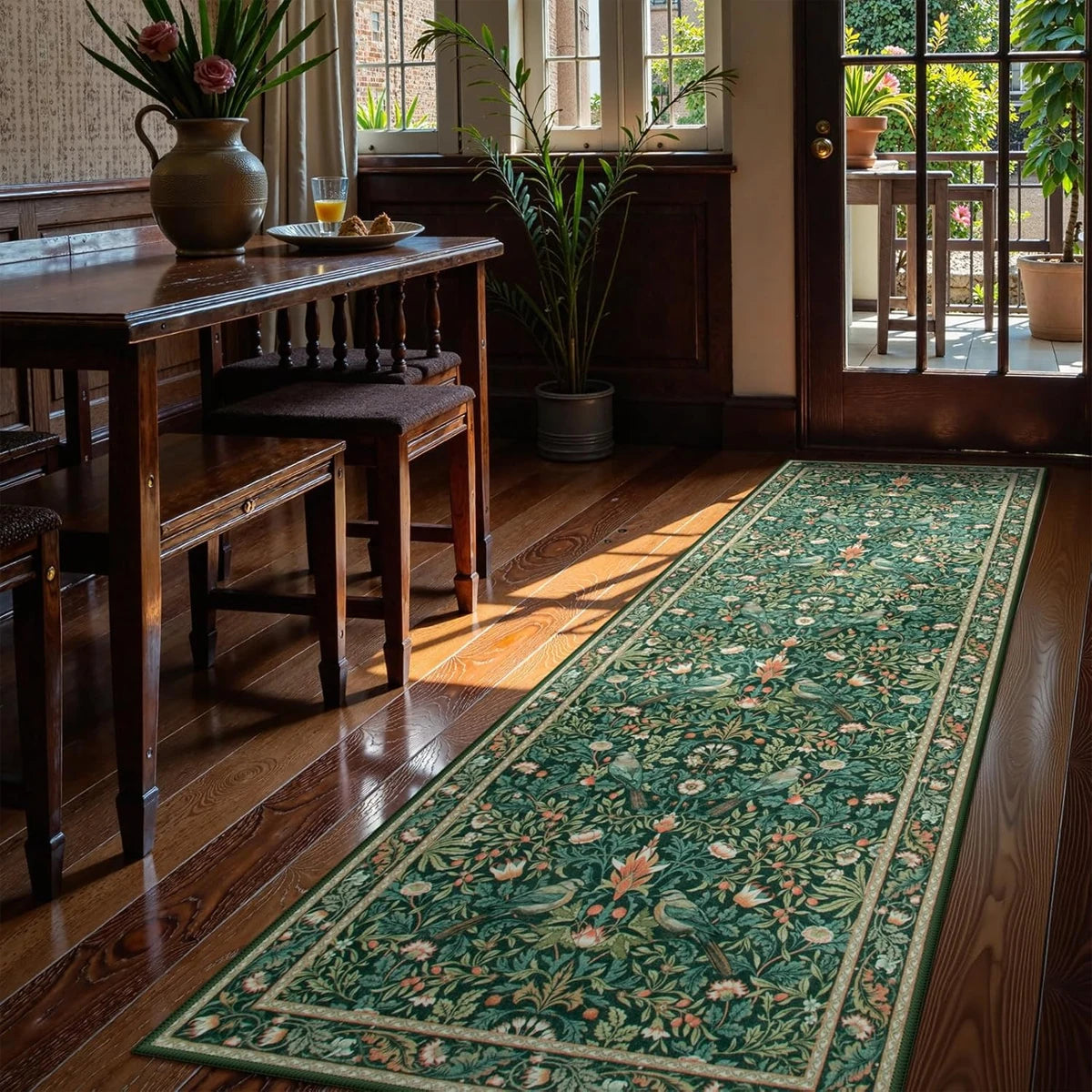 Bohemian Leaf Hallway Runner Rug