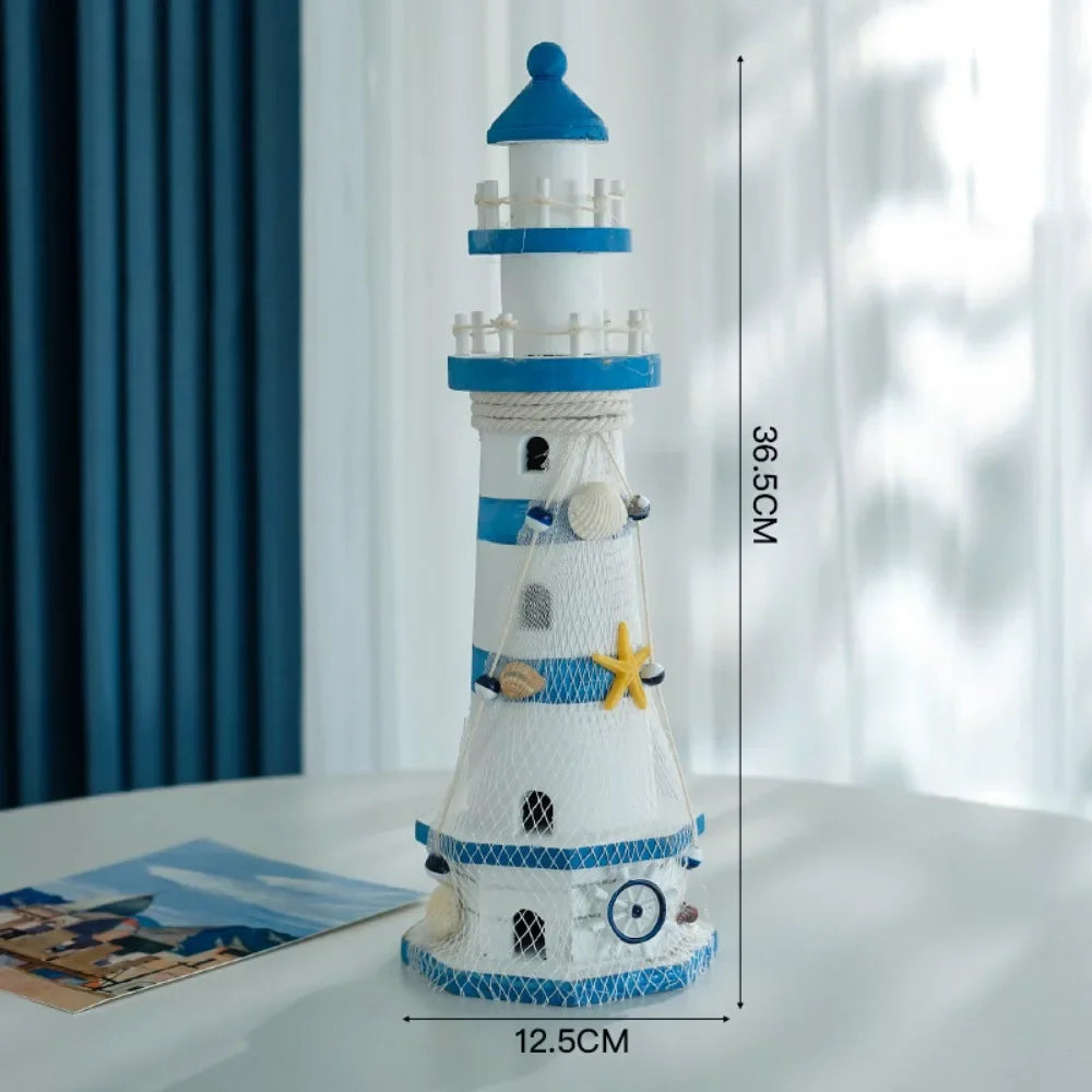 Mediterranean Wooden Lighthouse Decor