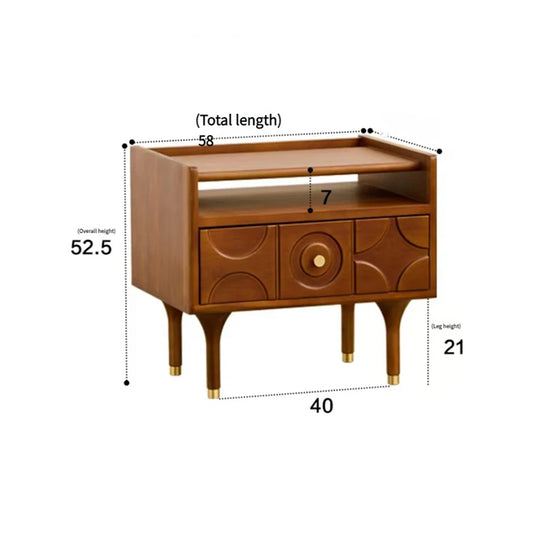 Solid Wood Bedside Table with Drawers