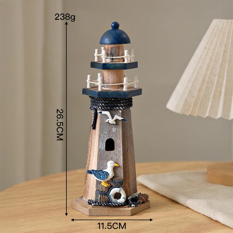 Mediterranean Wooden Lighthouse Decor