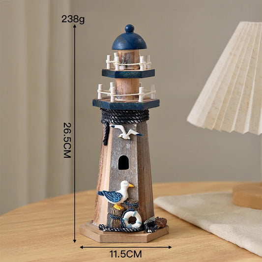 Mediterranean Wooden Lighthouse Decor