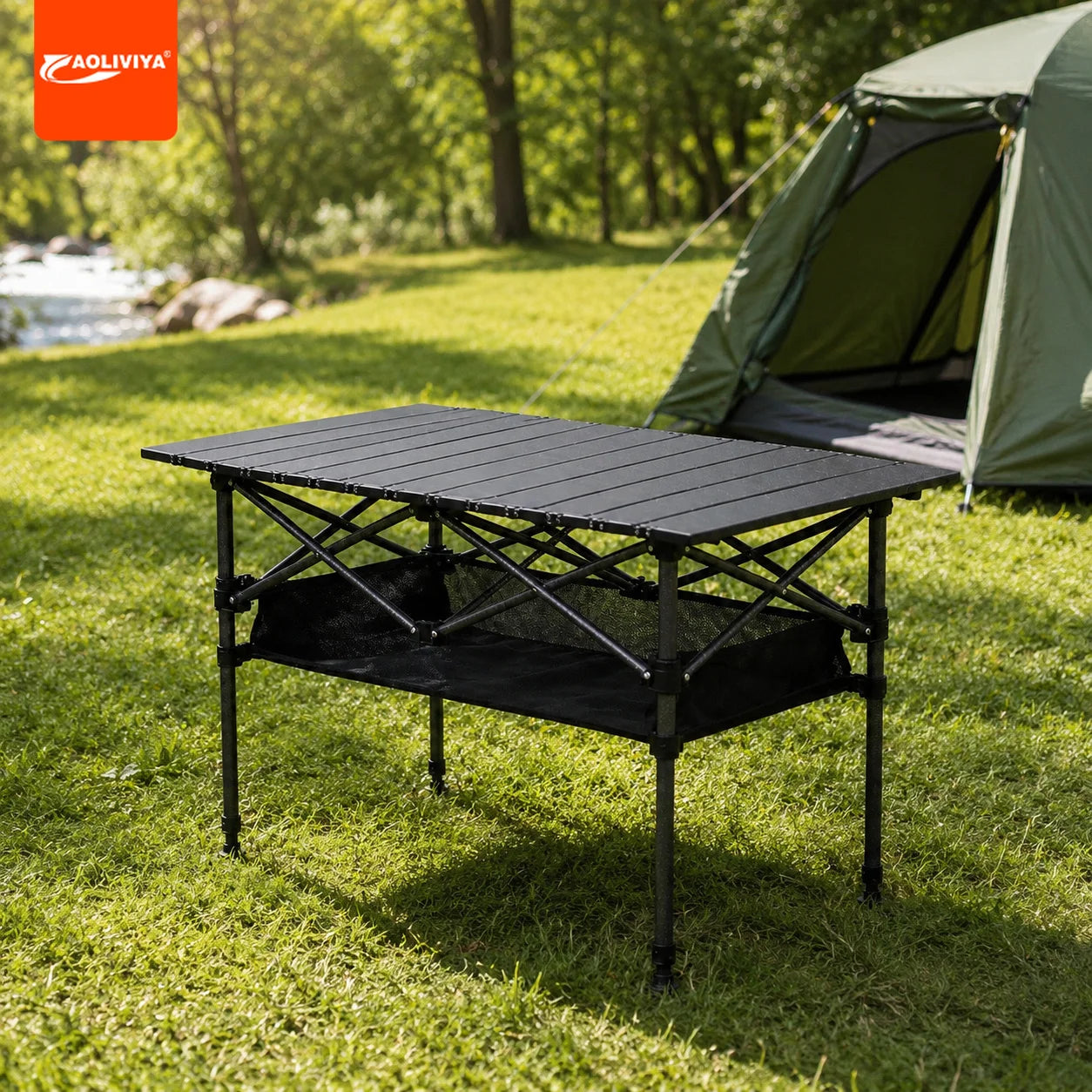 Adjustable Folding Camping Table with Storage Pocket