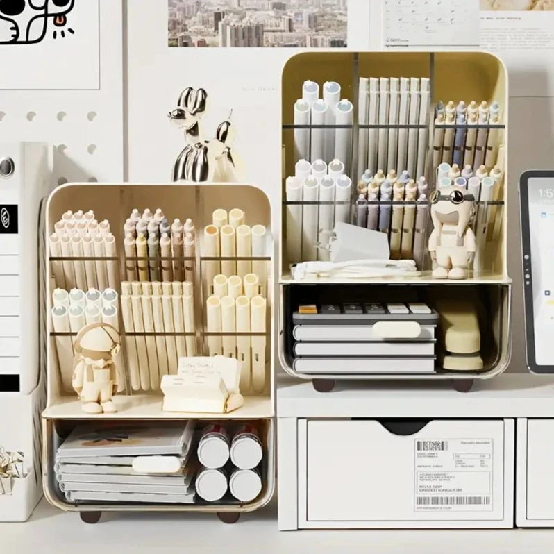 Multi-Layer Desk Organizer Large Capacity Pencil Holder Storage Box