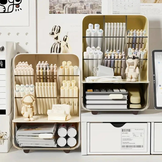 Multi-Layer Desk Organizer Large Capacity Pencil Holder Storage Box