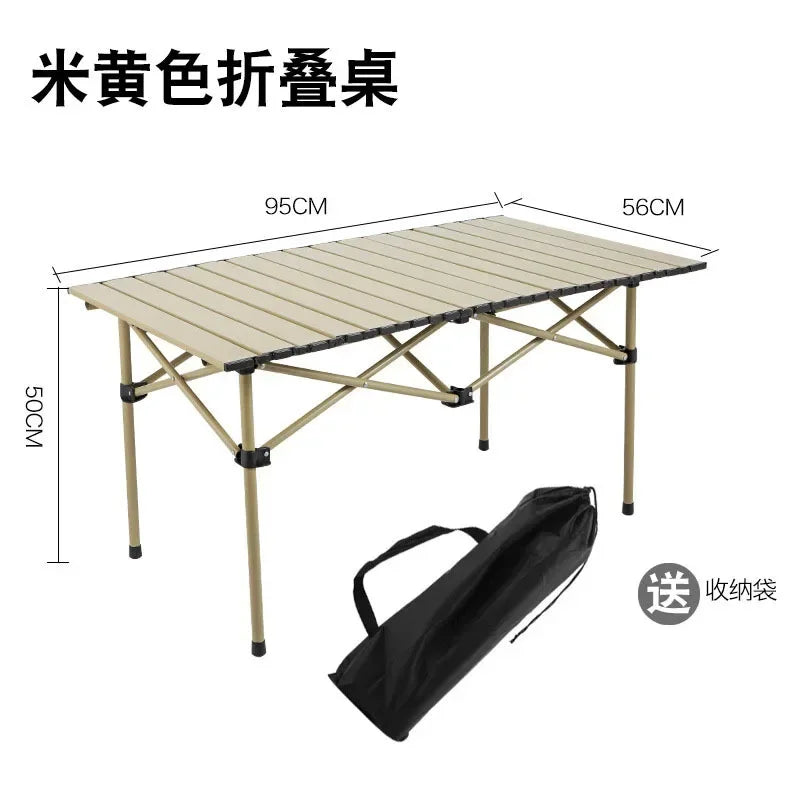 Adjustable Folding Camping Table with Storage Pocket