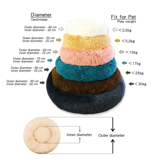 Round Plush Pet Bed for Dogs & Cats