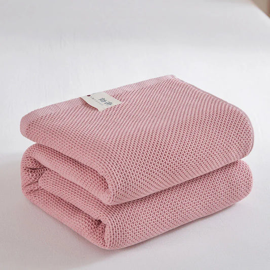 Waffle Plaid Cotton Blend Blanket