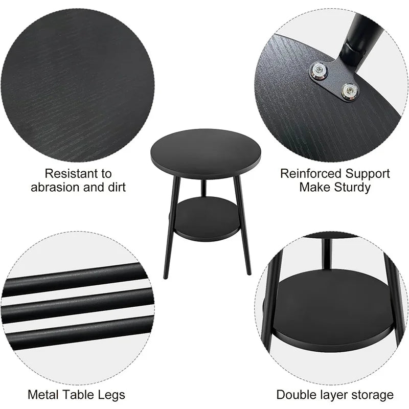 Modern 2-Tier Round Bedside Table