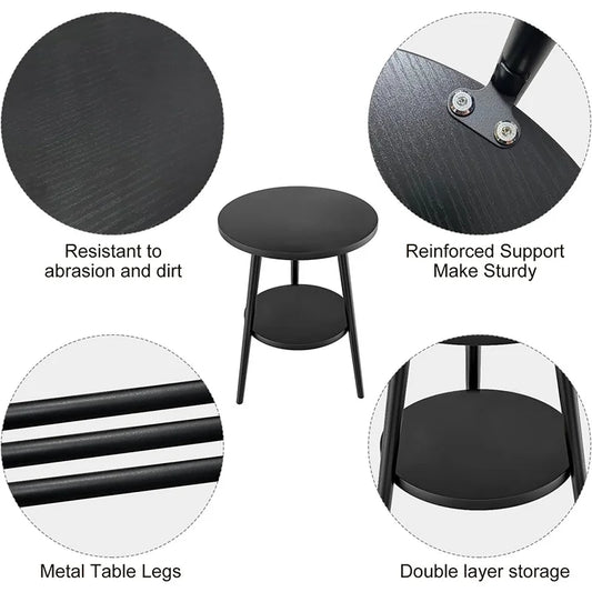 Modern 2-Tier Round Bedside Table