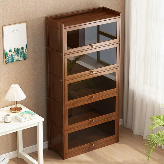 Modern Bamboo Bookcase with Flip Doors