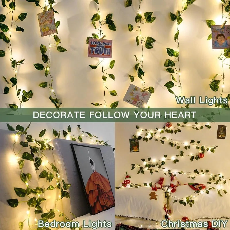 Solar LED Ivy Leaf String Lights