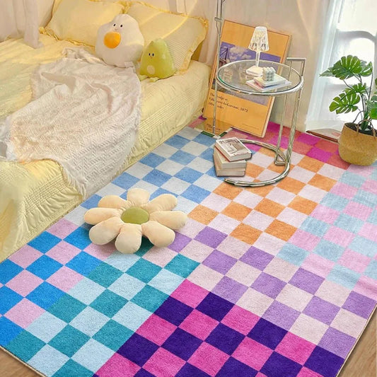Multicolored Checkerboard Area Rug